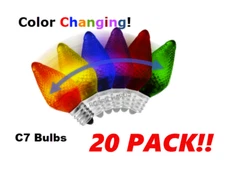 LED Color-Changing Bulbs Refrigerator Night Light Christmas C7 (E12) [20 PACK]