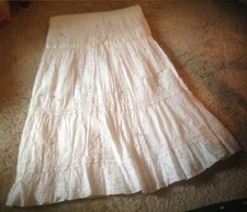 White Fabric w/Fancy Silver Thread Design & Rhinestones-Flowers & Butterflies