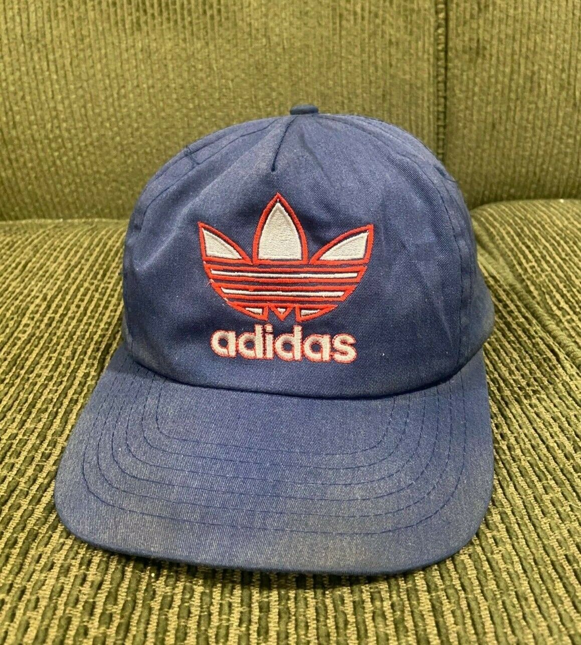 Vintage 80s Adidas Trefoil Big Logo Snapback Hat … - image 1