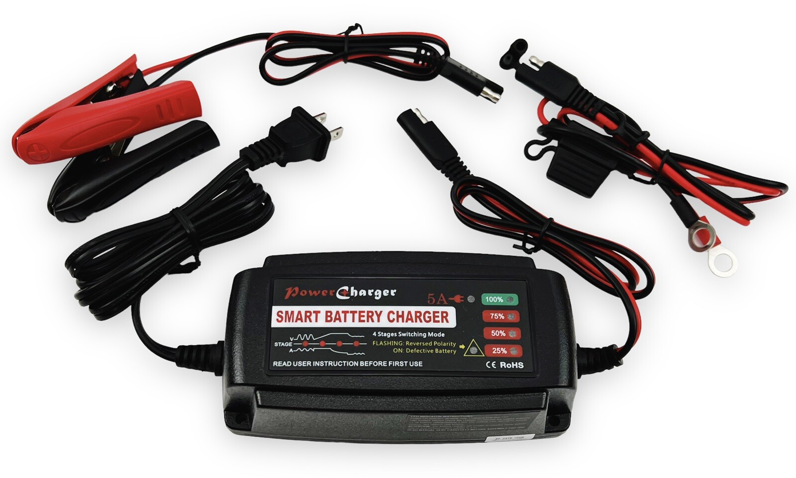 BMK 12V 5A Smart Battery Charger Portable Battery Maintainer with