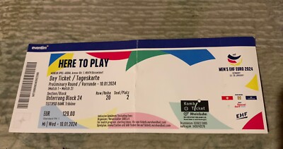 Used Ticket Handball EHF EURO 2024 France Nordmazedonia Deutschland Schweiz