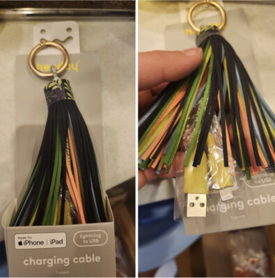 Heyday with Aliyah Salmon 12'' LTNG to USB-A Tassel Keychain Cable fits iPhone