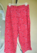 VTG S M NICK  SARAH CAPRI COTTON LINEN HEART BANDANA BUTERFLY PRINT PANTS WOMEN