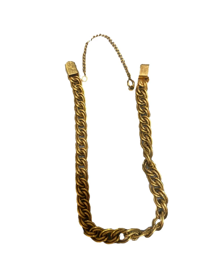 12K золото заполненное двойной ссылка браслет подписанный с цепочкой безопасности, отличное состояние. - Изображение 2 из 4