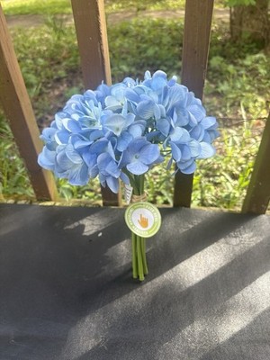 Hydrangea Artificial Flowers Light Blue 6 Pcs 10'' Latex Realistic Hydrangea