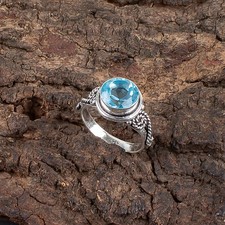 Blue Topaz Gemstone 925 Sterling Ring Handmade Jewelry Ring For Gift