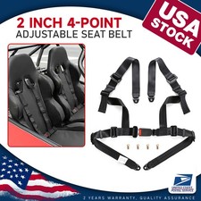 Black 2 4-point Adjustable Racing Seat Belts Harness Safety Shoulder Straps