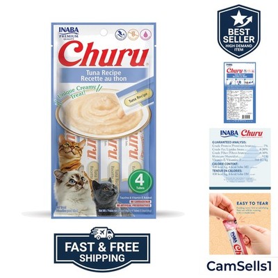 Churu Lickable Purée Natural Cat Treats Tuna Recipe, 4 Tubes