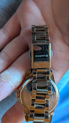 Guardo Quarz Armbanduhr Edelstahl goldfarben, schwarzes Zifferblatt, 3 ATM
