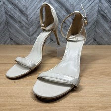 Michael Kors Simone Dress Sandals White Patent Leather 3" Heels Size 11 READ