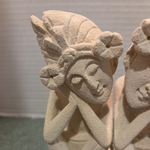 Set of 2, 6" Hand Carved Limestone Sculpture Statues Home Decor Artwork Stone - Picture 6 of 12