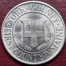 1936 York County Maine Commemorative Silver Half Dollar
