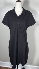 Tommy Hilfiger Black Polo Shirt Dress Sz XL Short Sleeve Golf Tennis Preppy Mini