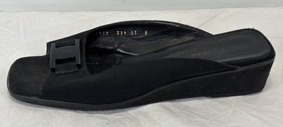 Salvatore Ferragamo Nylon Slide Sandals Shoes Sz 11 B Women s Black Square Toe 