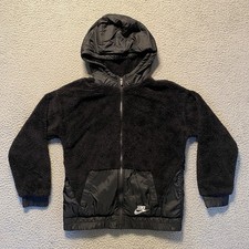 Nike Sherpa Hoodie Jacket Full Zip Black Youth/Kids Unisex Size XL