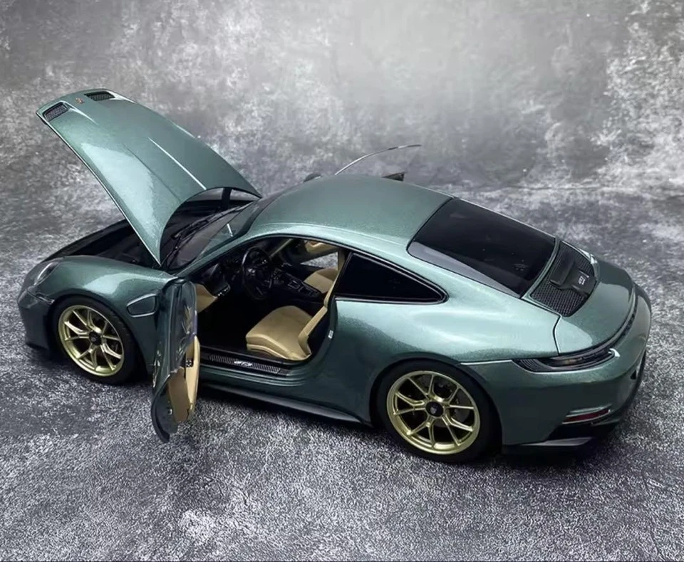 Porsche 1/18 Scale Norev Diecast Model Car Metallic Green Replica For Collectors - Image 4 of 4