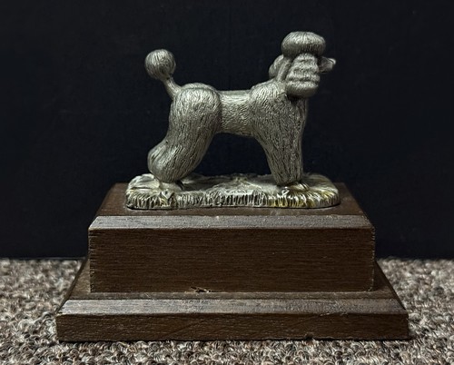 Fort Metal Poodle On Base Decorative Figurine Rare Collectible Poodle Dog Figure