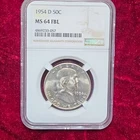 1954-D Franklin Half Dollar 50C NGC MS64 FBL Silver 0.9 Fine