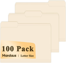 Manilla Folders 8.5 X 11, Manila File Folders 1/3-Cut Letter Size Manilla File