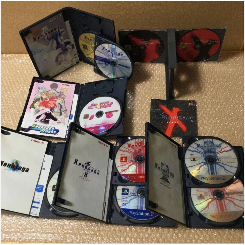 Xenogears Xenosaga I II III Freaks Reloaded Trilogy lot 6 set Namco PS PS2 JP - Image 2 of 4