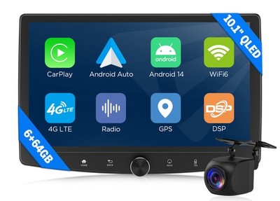 10.1'' Double DIN Car Stereo Wireless CarPlay Android Auto GPS Sat Nav 4G LTE RDS