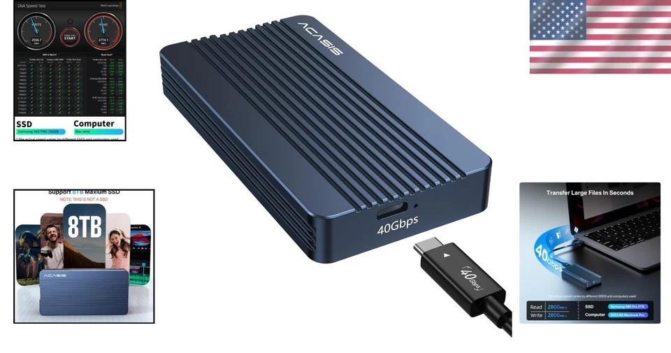 ACASIS 40Gbps NVMe SSD Enclosure with Cooling Fan - Image 2 of 4