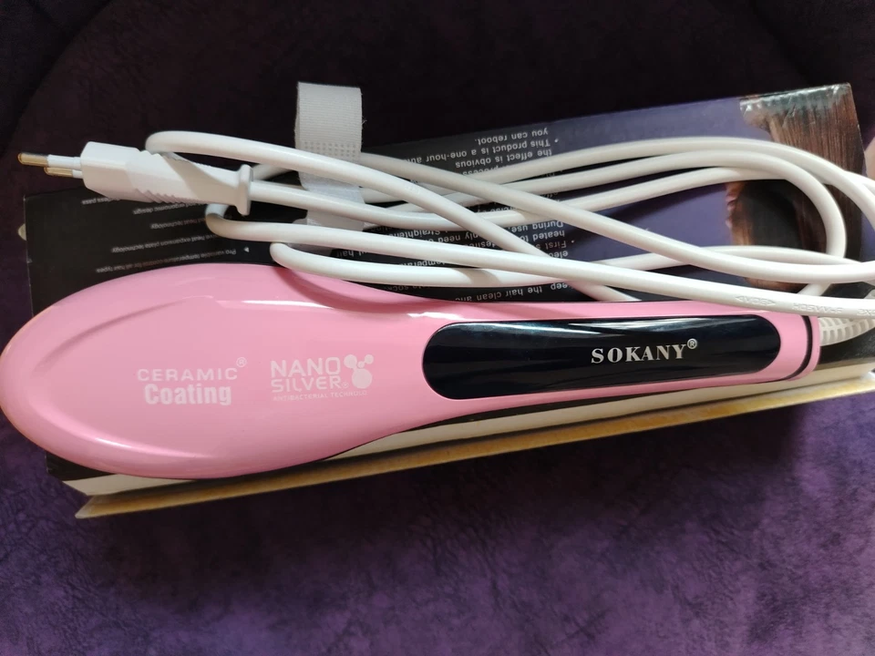 Cepillo alisador de pelo rápido Sokany SK-1006 - Recubrimiento cerámico, nano plata, rosa Foto 4 de 4