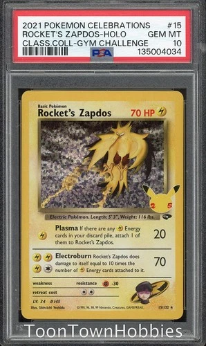 PSA 10 Pokemon - Rocket's Zapdos 15/132 - Celebrations Classic Collection 25th