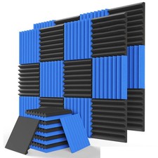 12-96PCS Acoustic Wall Panels Studio Sound Noise Proofing Insulation Foam Blue