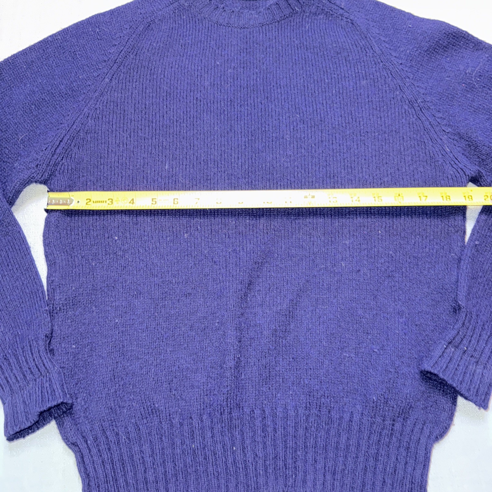 Vtg Knights Bridge Made in Scotland Wool Blend Sweater Med Navy Blue Tweed Knit