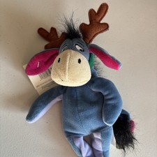 Disney Store Reindeer Eeyore Mini Bean Bag 9" Plush Vintage