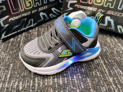 Skechers S-Lights Tri-Namics Toddlers # 5 Blue LEDs Ez Strap 401660N/BKYB New Bx - Foto 2 di 9