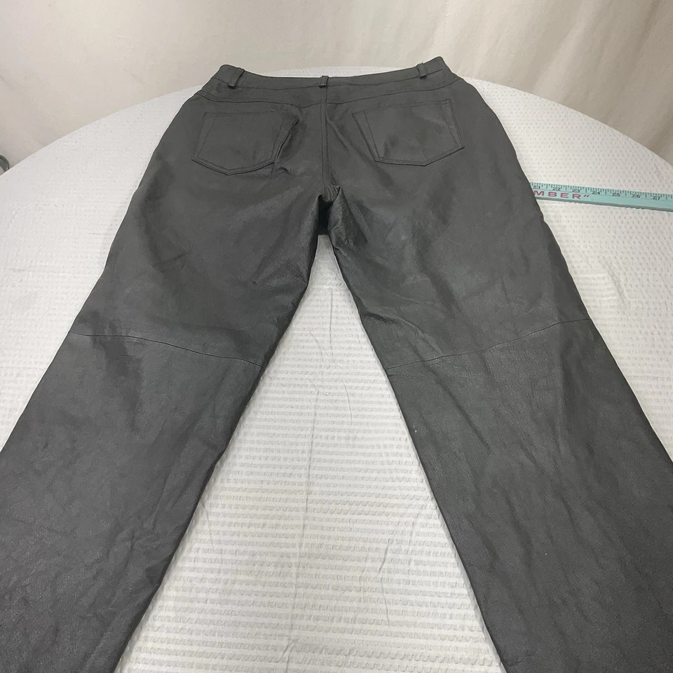 Vintage 90s Black, Real Leather Women’s High Waist Pants Punk Emo Sz 12L - Image 2 of 4