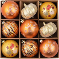 Fall Ornaments Decorations for Tree, 9Ct Large Autumn Thanksgiving Pumpkins Tree
