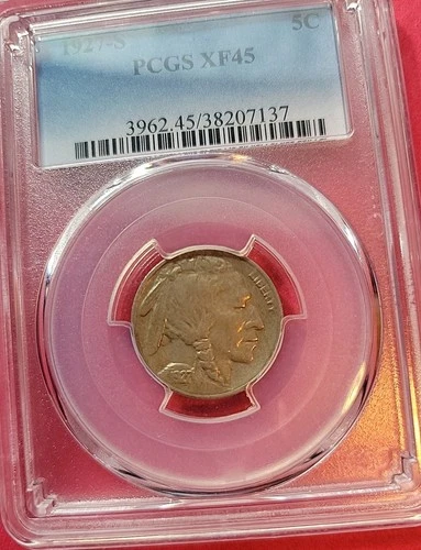 1927S Buffalo Nickel Coin PCGS XF45 Low Mintage.  B05