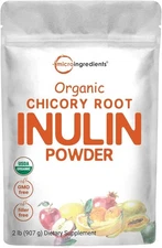 Micro Ingredients Organic Chicory Root Inulin Fiber Powder, 2 lb Natural Prebio