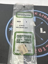 Evergreen Scale. Polystyrene Strips. 14" 8608. HO Scale 6x8 (9)