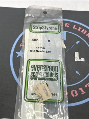 Evergreen Scale. Polystyrene Strips. 14'' 8608. HO Scale 6x8 (9)