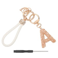 Initial Letter Keychain Letter A - Initial Wristlet KeyChain Champagne