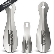 FALKON Set of 3 Metal Shoe Horns   Two 7.5" Long  One 4" and 4", Silver