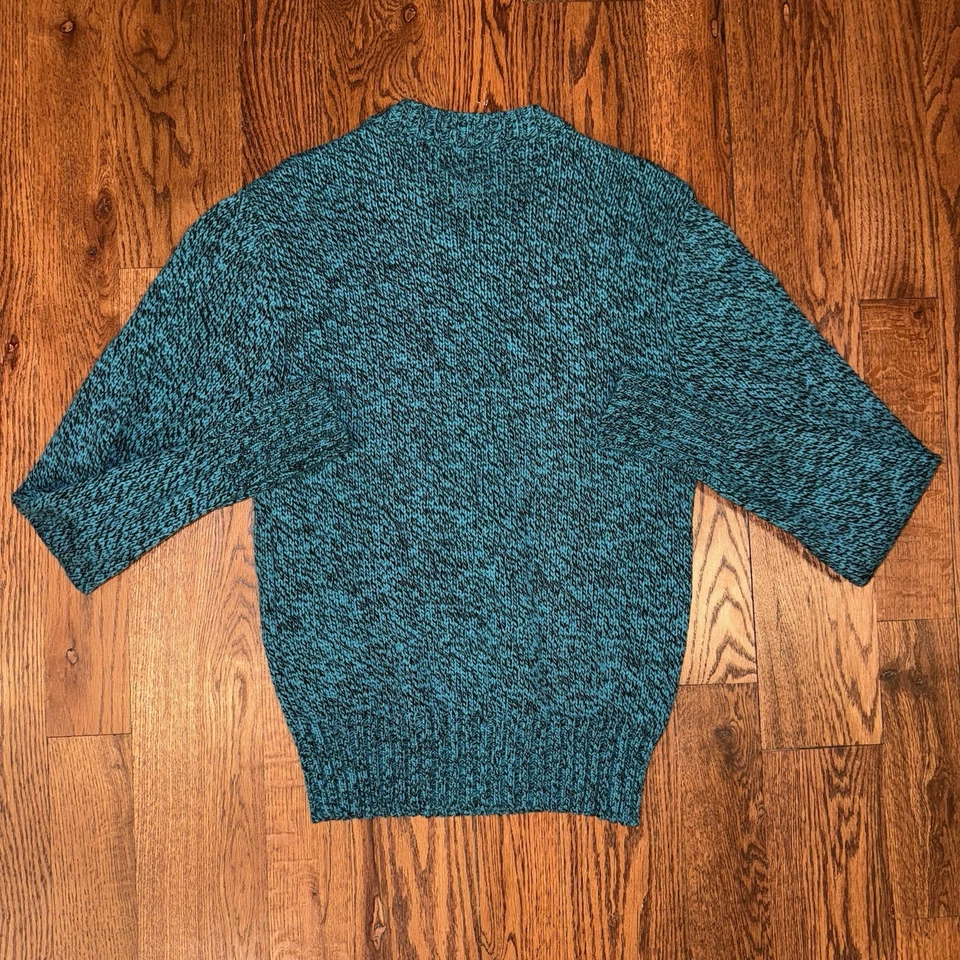 Vintage Woolrich Chunky Knit Sweater Men’s Medium Green Black Heather 90s Y2K - Image 3 of 4