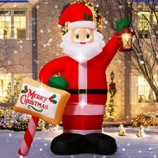 7FT Christmas Inflatable Santa Claus Outdoor Decoration w/LEDs - Blow Up Xmas Ya