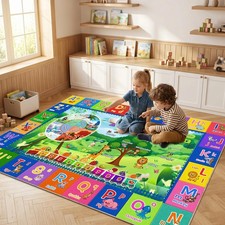 Kids Playroom Rug 3x5ft Soft Non-Slip ABC Educational Mat - Washable Play Area