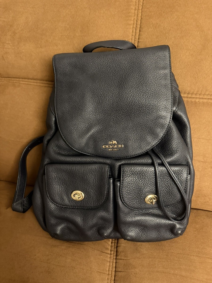 Buy Coach Billie Pebbled Leather Large Black Backpack Handbags
