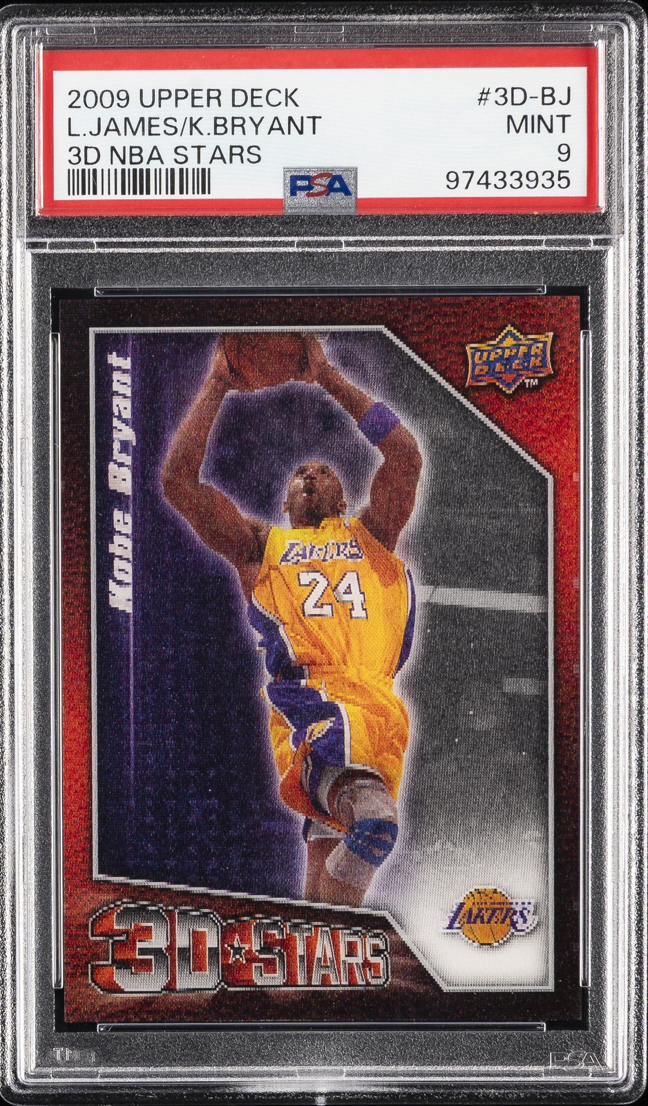 2009 UD 3D NBA STARS #3D-BJ KOBE BRYANT/LEBRON JAMES PSA 9