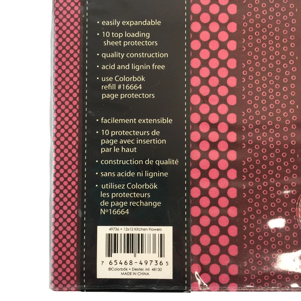 Colorbok 12x12 polegadas álbum de recortes pós-encolhido tecido cozinha flores borgonha - Imagem 3 de 4
