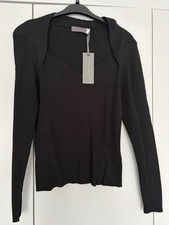 Image of Brand New Women’s Mint Velvet Black Jumper With Sweetheart Neckline Size L