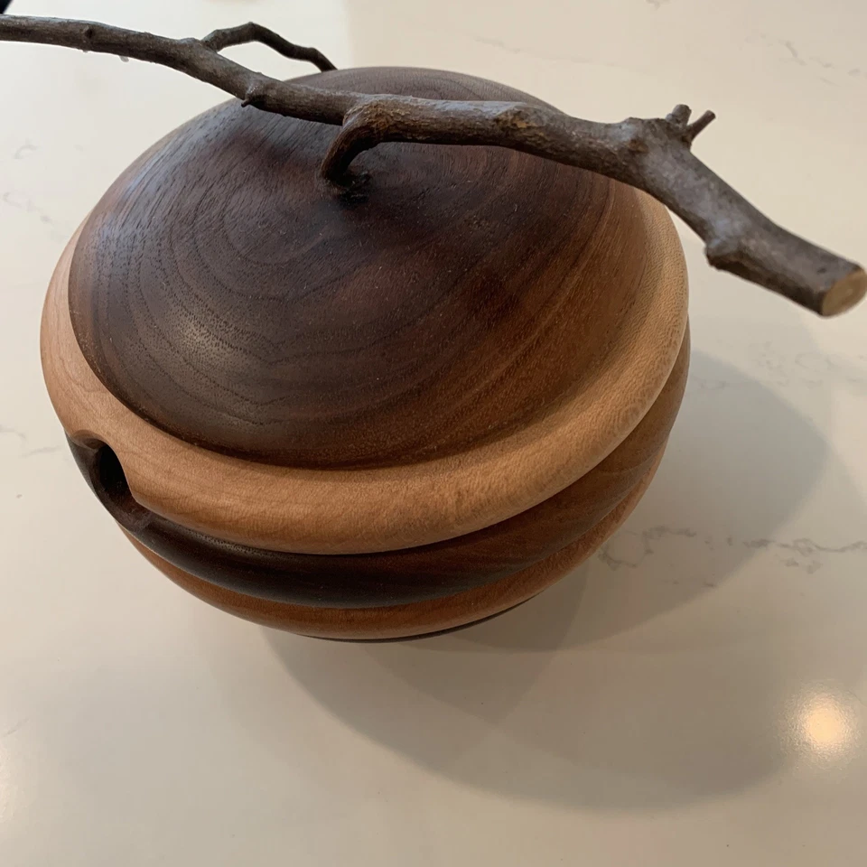 Maceta de miel de madera de arce de nogal hecha a mano - rústica y única regalo 6x6 Foto 2 de 4