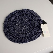 Giorgio Armani Basco Crochet Blu Avio con Etichetta Second Hand Originale