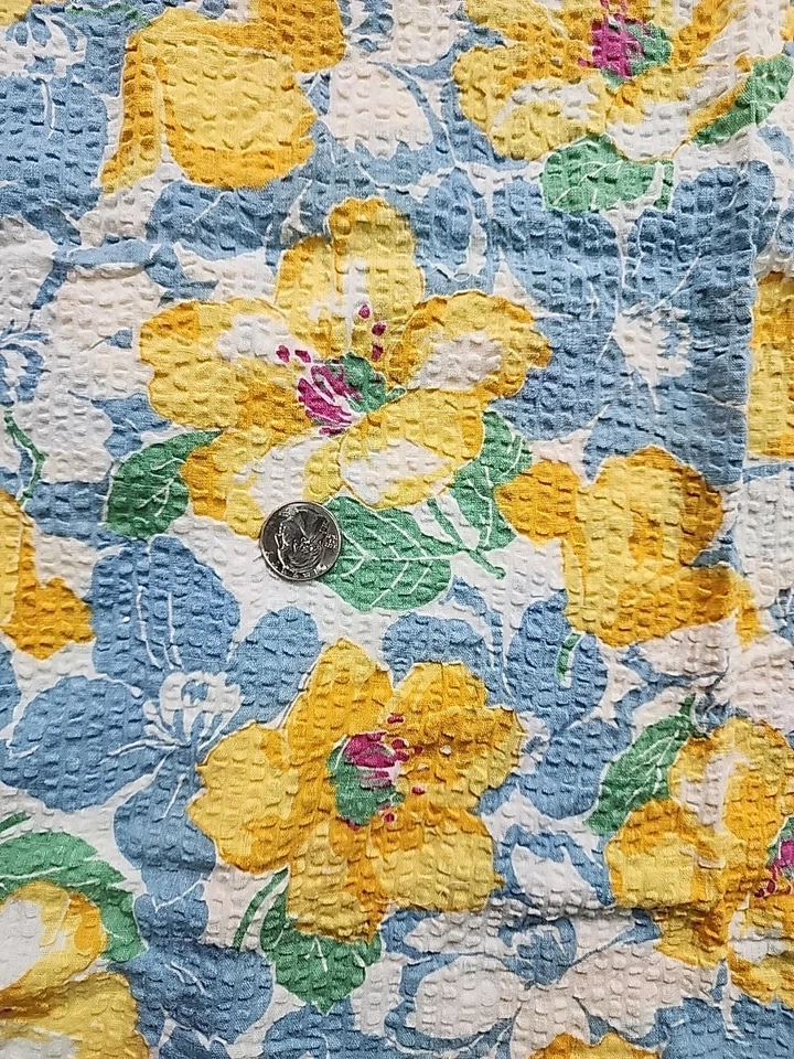 Tecido de costura plissado algodão estampa floral grande anos 50 e 60 30 pol. x 1,5 jardas colcha vintage - Imagem 2 de 4
